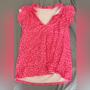 Pacsun small Neon pink, leopard print blouse!